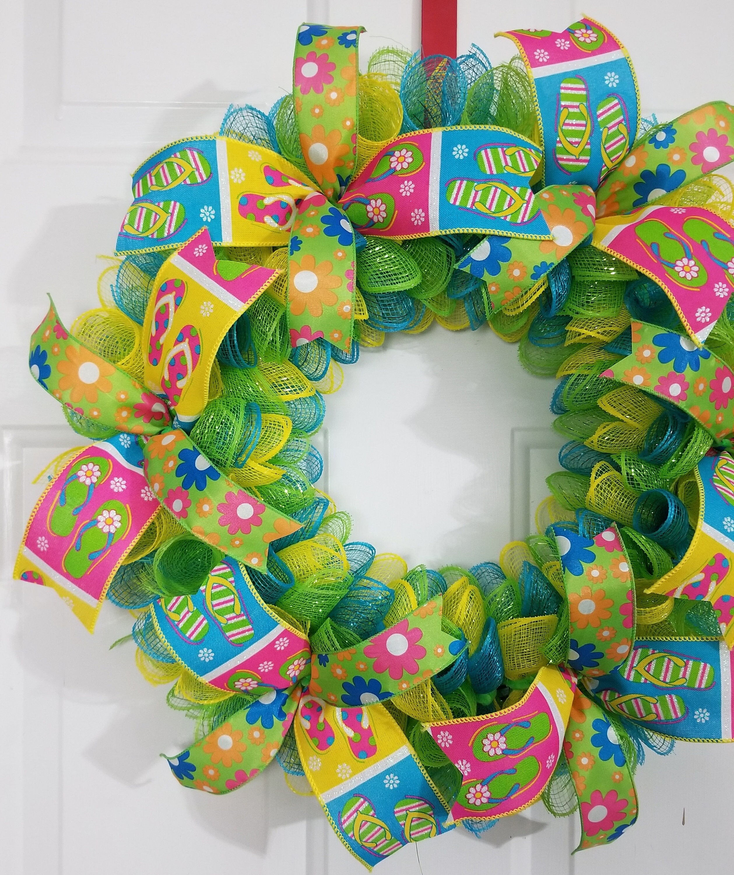 Flip Flop Door Wreath, Front Door Summer Wreath, Beach House Porch ...