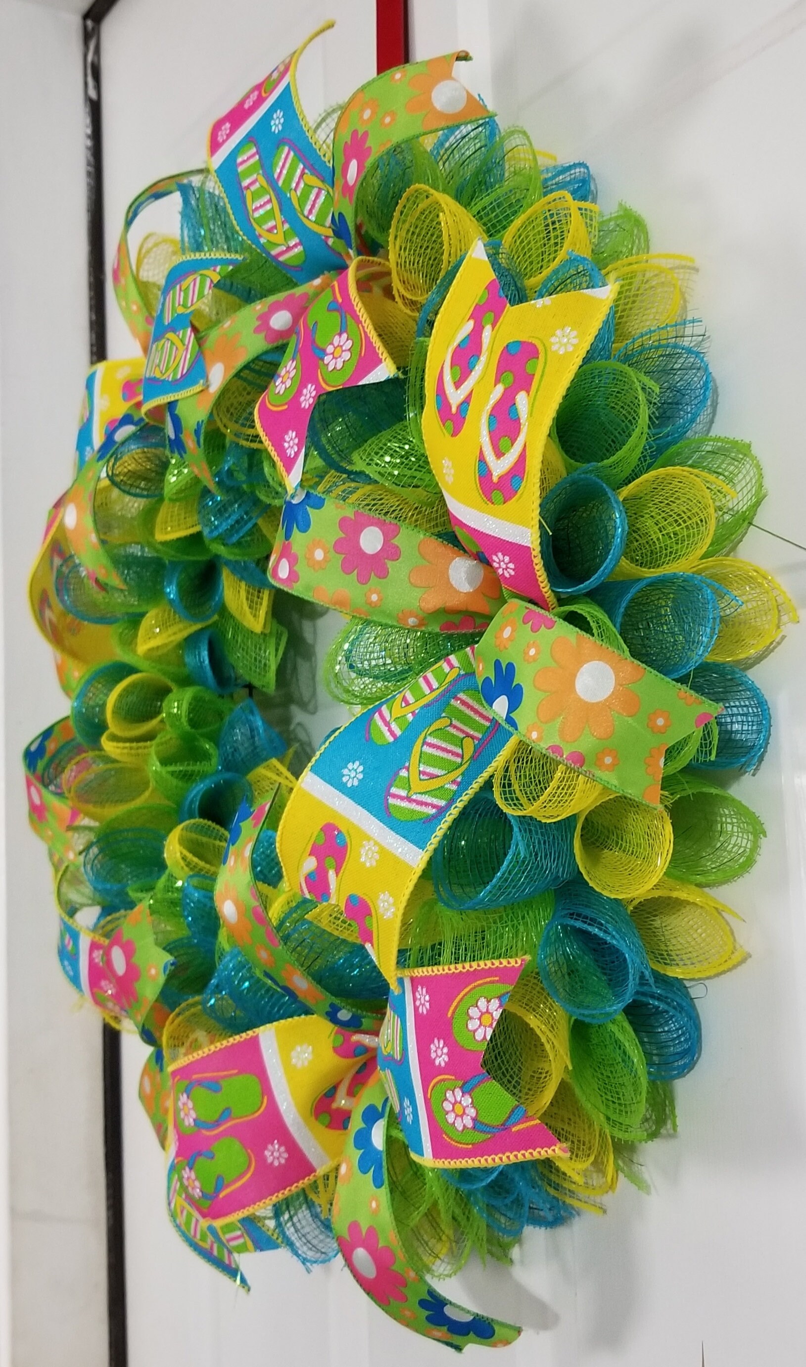 Flip Flop Door Wreath, Front Door Summer Wreath, Beach House Porch ...