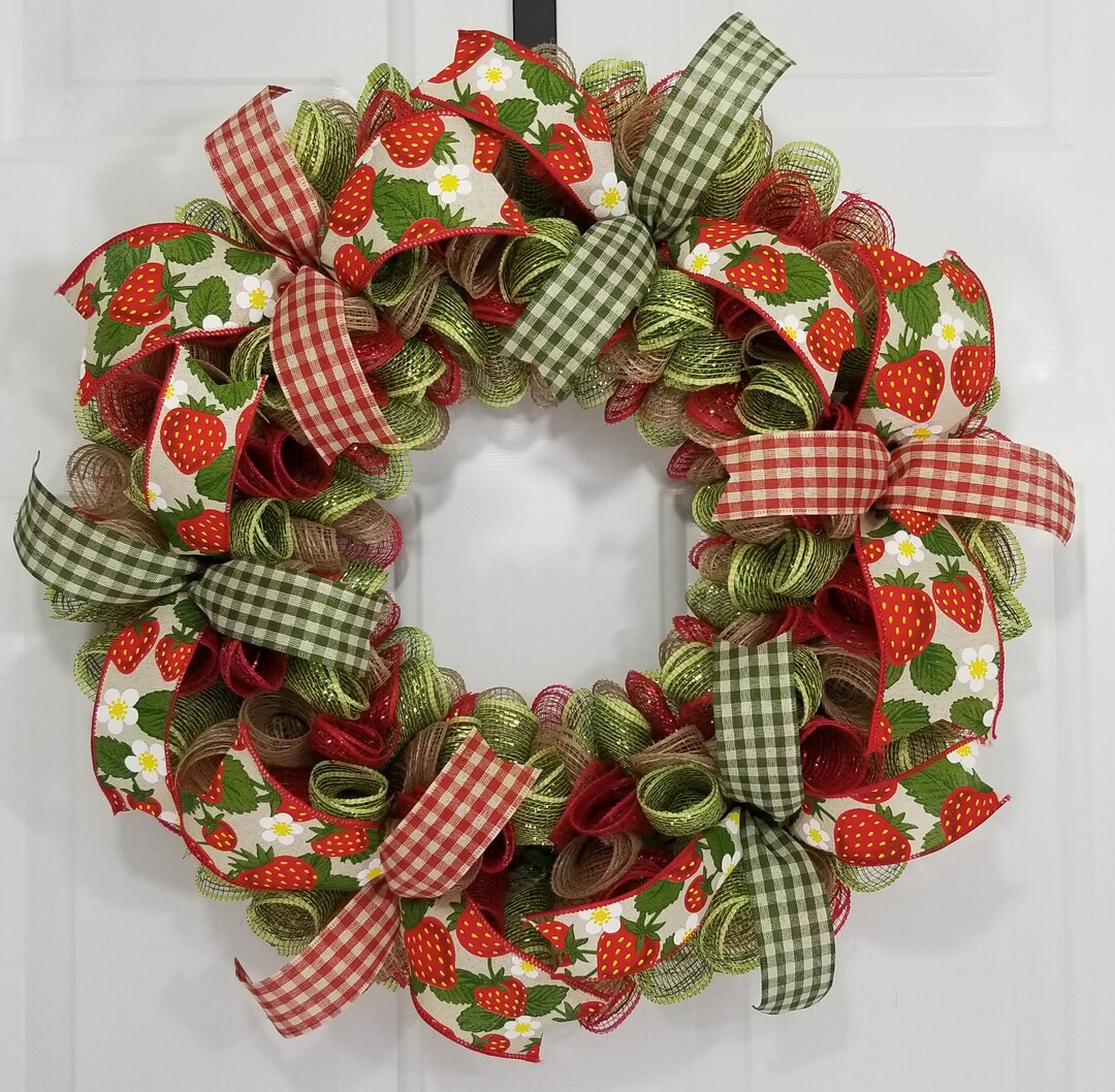 Summer Door Wreath, Farmhouse Kitchen Wall Decor, Summertime Porch ...