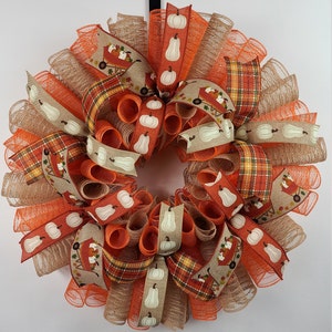 Fall Wreaths For Front Door, Pumpkin Themed Door Wreath, Autumn Door Decor, Fall Porch Decor, Harvest Decorations, Fall Front Door Wreaths