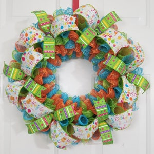 Birthday Door Wreath, Happy Birthday Decorations, Birthday Themed Wreath, Birthday Door Hanger, Party Door Decor, Birthday Wall Decorations