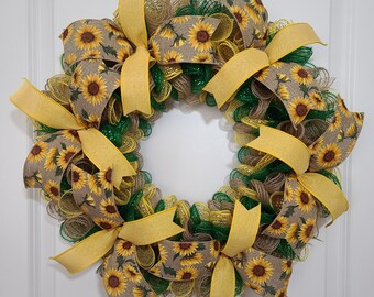 Wreaths For Fall, Sunflower Front Door Wreath, Sunflower Themed Decorations, Farmhouse Fall Wreath, Sunflower Home Decor, Late Summer Wreath