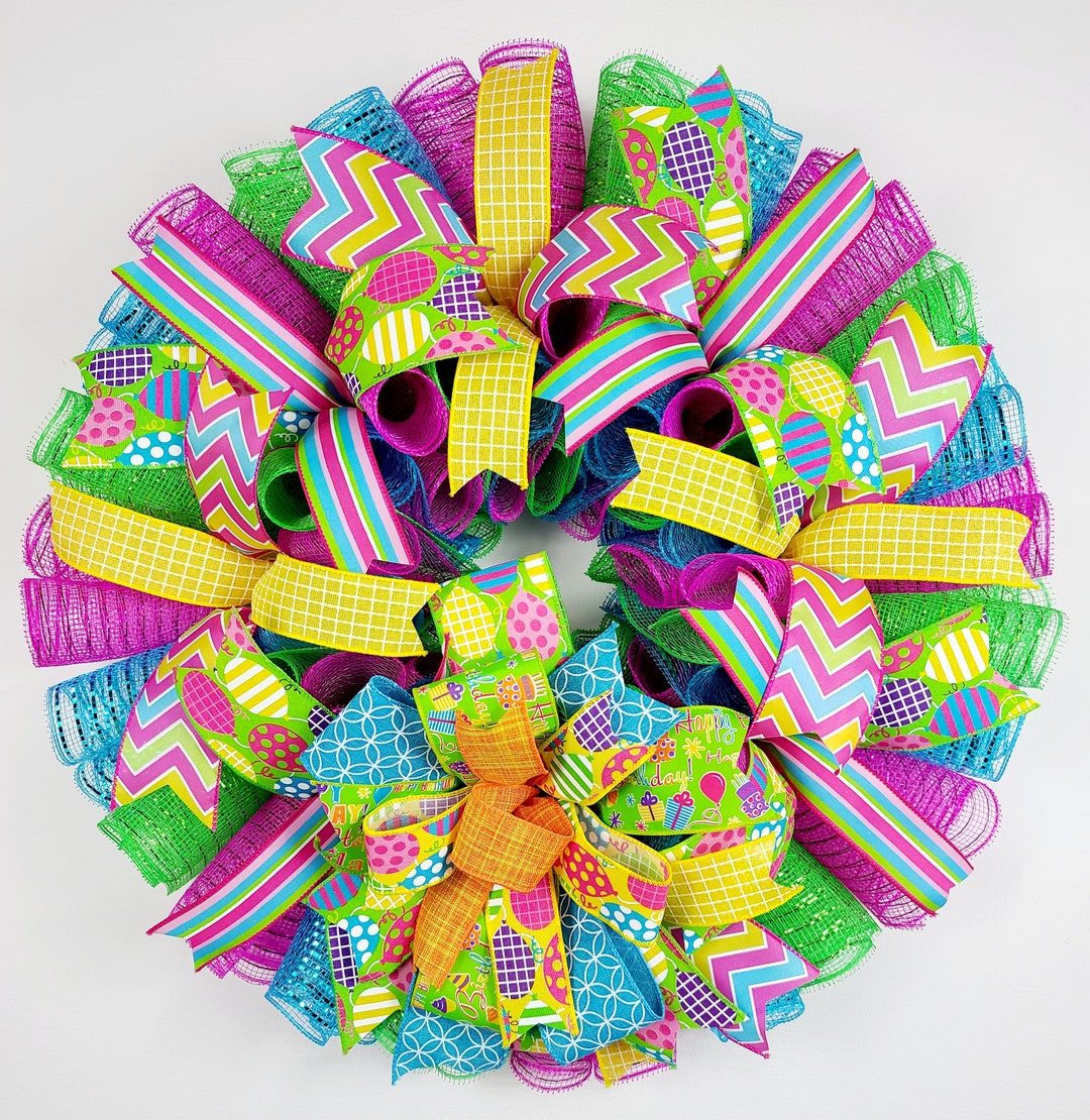 Birthday Door Wreath, Happy Birthday Wall Decor, Birthday Themed ...