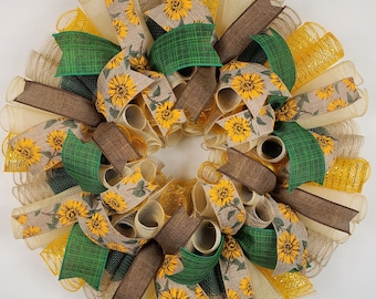 Sunflower Front Door Wreaths, Fall Wreaths For Front Door, Sunflower Themed Home Decor, Sunflower Door Decor, Fall Porch Decoration