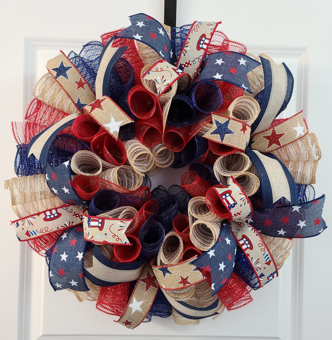 4th of July Door Wreath Rustic Patriotic Home Decor Country - Etsy