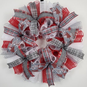Door Wreaths For Christmas, Holiday Wreaths For Front Door, Christmas Decorations, Winter Front Door Wreath, Buffalo Check Christmas Wreath