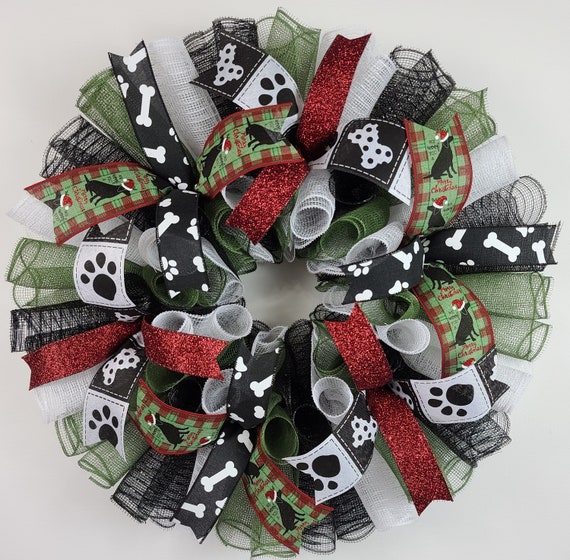 Dog Christmas Wreath Christmas Door Wreath Dog Lover Wreath - Etsy