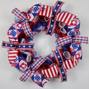 Patriotic Wreaths For Summer, Memorial Day Wreath, Patriotic Door Decor, Red White And Blue Porch Decorations, 4th Of July Door Wreath