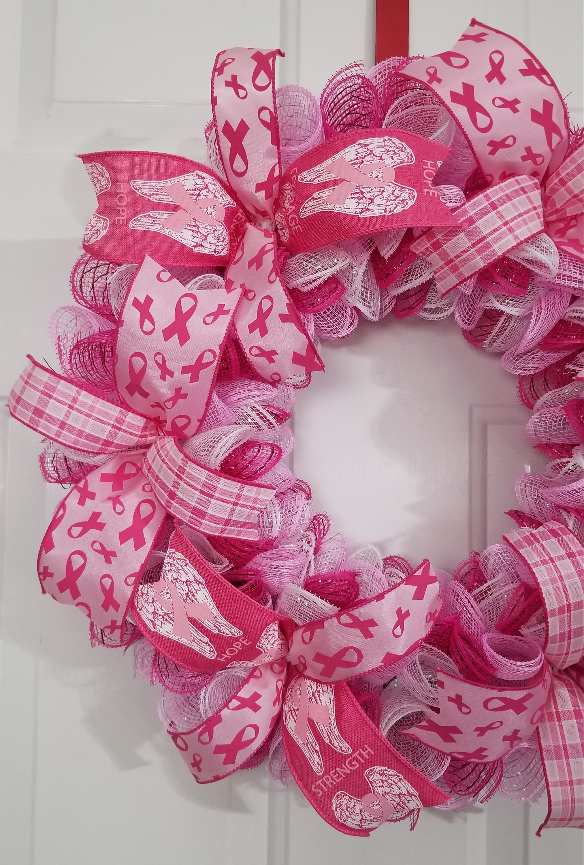 Breast Cancer Wreath, Cancer Ribbon Wreath, Cancer Awareness