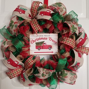 Wreaths For Christmas, Red Truck Wreath, Holiday Home Decor, Winter Door Wreath, Xmas Decorations