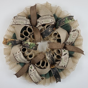 Hunter Door Wreath, Hunting Lodge Front Door Wreath, Country Cabin Decor, Outdoorsman Camo Decor, Duck Hunter Door Decor, Camouflage Wreath