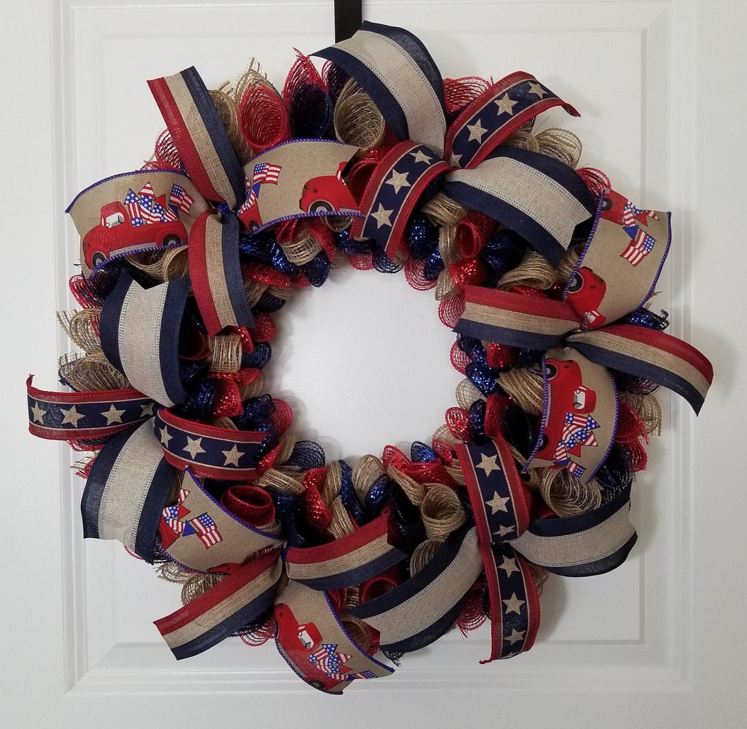 Wreaths for Summer, 4th of July Door Wreath, Rustic Patriotic Wreath ...