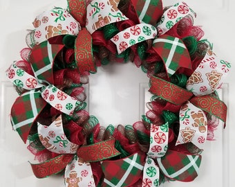 Wreaths For Christmas, Gingerbread Man Front Door Wreath, Candyland Christmas Wreath, Holiday Decorations, Seasonal Door Decor