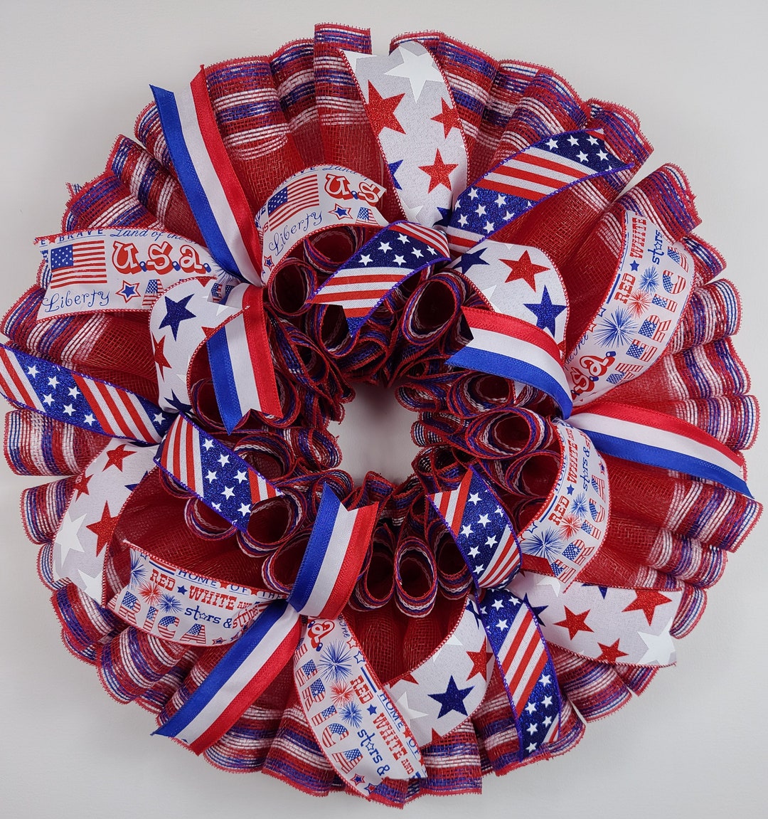 4th of July Front Door Wreath, Patriotic Porch Decorations, American ...