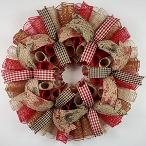 Farmhouse Front Door Wreath, Rooster Door Wreath, Chicken Door Wreath, Rooster Kitchen Decor, Farmhouse Kitchen Decor, Rustic Farm Wreath