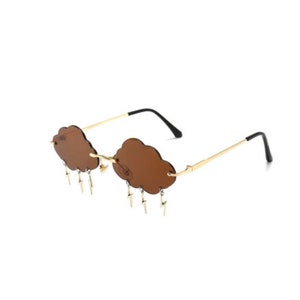 Unique Rimless Cloud Shape Water Drops Pendant Women Sunglasses Clear Ocean Lens Eyewear Female Sun Glasses Shades image 4