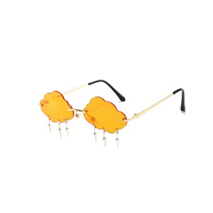 Unique Rimless Cloud Shape Water Drops Pendant Women Sunglasses Clear Ocean Lens Eyewear Female Sun Glasses Shades image 3