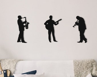 Jazz Trio Metal Wall decor, Metal Jazz Group Sign, New Orleans Jazz Fest, Blues accessory, mancave decor, Gift for Jazz lovers and christmas