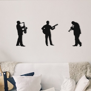 Jazz Trio Metal Wall decor, Metal Jazz Group Sign, New Orleans Jazz Fest, Blues accessory, mancave decor, Gift for Jazz lovers and christmas