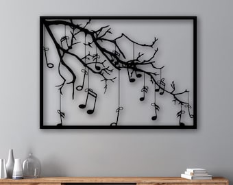 Tree Of Music Wall Art, Metal Wall Decor, Music Decor, Music Decor, Living Room Decoration, Music time Size; 20"x13,8" / 50x35cm