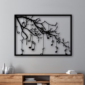 Tree Of Music Wall Art, Metal Wall Decor, Music Decor, Music Decor, Living Room Decoration, Music time Size; 20&quot;x13,8&quot; / 50x35cm