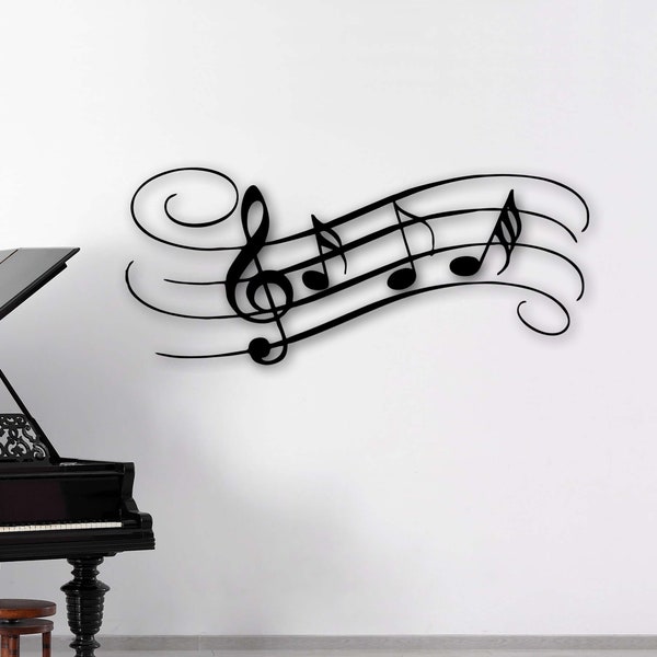 Arte de pared de notas musicales, decoración de pared de metal, decoración musical, decoración musical, decoración de sala de estar, colgantes de pared, tiempo de música