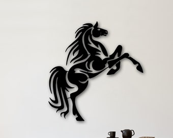 Metal Horse Decor, Metal Wall Art, Home Office Decoration, Wildlife Lover Gift, Wall Hangings, Horse Sign, Size; 20&quot;x18,5&quot; / 50x47cm