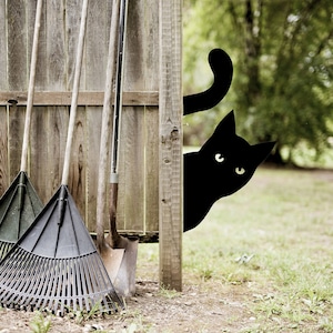 Hiding Cat,Metal Art Garden Decoration, Fence Decor, Garden Art,Cat Garden Ornament, Metal Fence Ornament,Gift for her, Outdoor Garden Decor