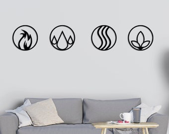Four Elements, Housewarming Gift, Metal Wall Art, Metal Wall Sign,Metal Wall Hangings,Four Elements Metal Wall Decor Set,Minimalist wall art
