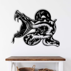 Schlangen Wandkunst, Metallschlangen-Dekor, Tierkunst, Wandbehang, Haus Wohnzimmer Wandkunst, Metallschlangen-Dekor, Größe; 23,7&quot;x17,8&quot;/ 60x45cm