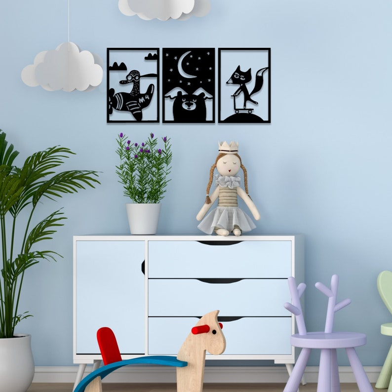 Trio Wall Nursery, Metal Wall Art to Create a Unique Nursery, Decor ...