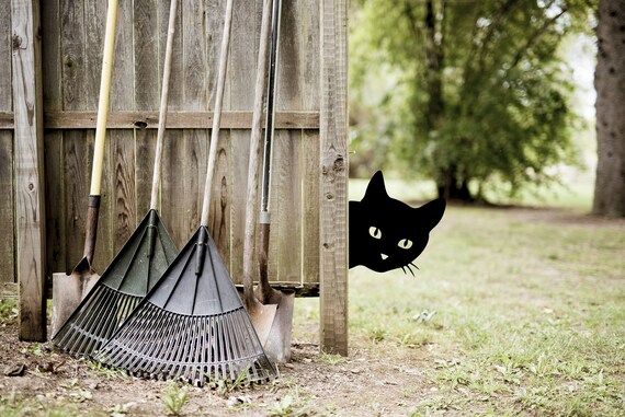 Cat Garden Decor Kitty Yard Art, Fence Decor, Garden Art, Cat