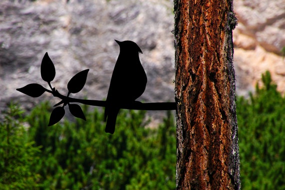 Déco Murale En Métal Oiseaux Sur Branche, Sculpture Murale Silhouette D