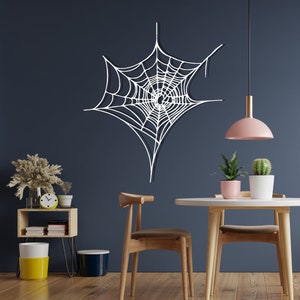 Metal Spider Web Decor Art Black Metal Wall Art For Home Halloween Living Room Decor Fall Decorations For Home White