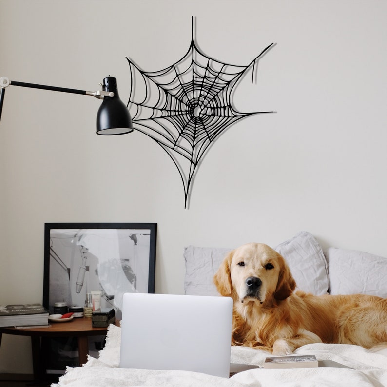 Metal Spider Web Decor Art Black Metal Wall Art For Home Halloween Living Room Decor Fall Decorations For Home image 3