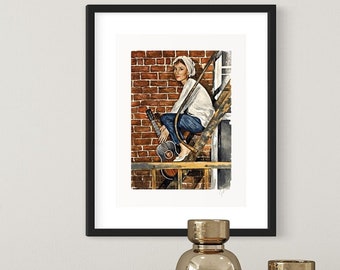 Watercolor Audrey Hepburn Portrait, 8x10, Print – "Breakfast At Tiffany's" Moon River scene