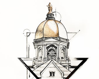 Notre Dame gold dome pen sketch – Print, 8x10