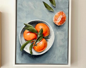 Série de peintures sur l'étude des fruits, originaux et impressions - pommes, mandarines, citrons, pastèque