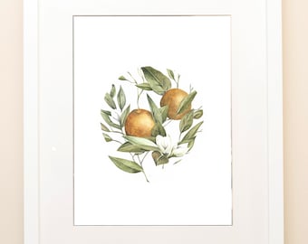 Fruit Series, Oranges on Watercolor – Print (Original available)