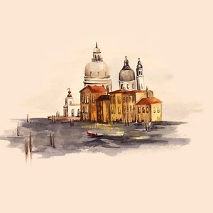 Watercolor paintings of Florence, Rome, Venice Print Venice