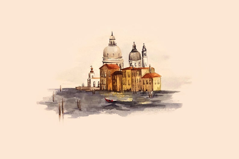 Watercolor paintings of Florence, Rome, Venice Print Venice