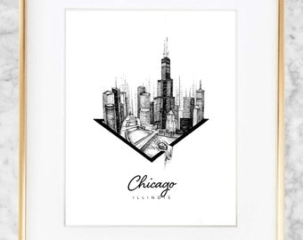 Minimalist City Sketch Prints – Chicago, Paris, Amsterdam, Asheville, etc.