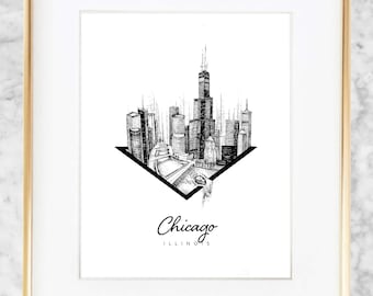 Minimalist City Sketch Prints – Chicago, Paris, Amsterdam, Asheville, etc.