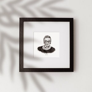 RBG Portrait Pen Sketch 8x8in Print image 1