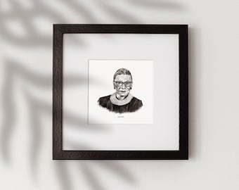RBG Portrait Pen Sketch 8x8in – Print