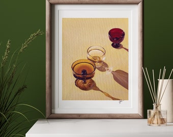 Romantic Coupe Glasses, Oil – Print