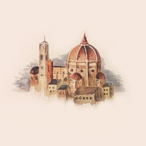 Watercolor paintings of Florence, Rome, Venice Print Florence