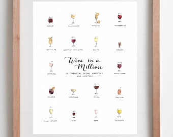 Bar Cart Art: &quot;Wine in a Million&quot; – Watercolor, 8x10in