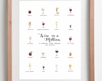 Bar Cart Art: "Wine in a Million" – Watercolor, 8x10in