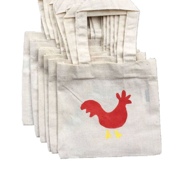 Chicken Party Favor Bags, Barnyard Party Favors, Party Favor Bags, Treat Bags, Farm Party Decor, Rooster Treat Bags, Barnyard Party Bags